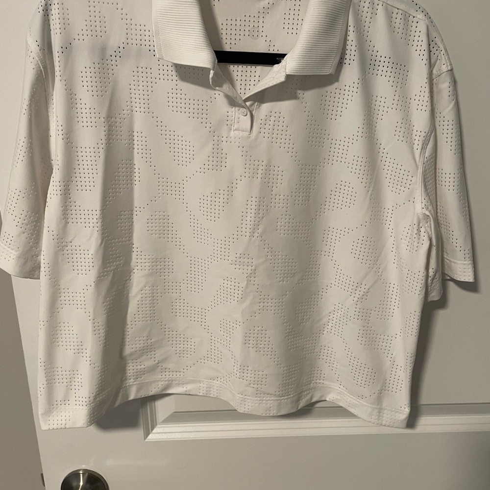 Lululemon Athletica White Boxy Polo Crop Top